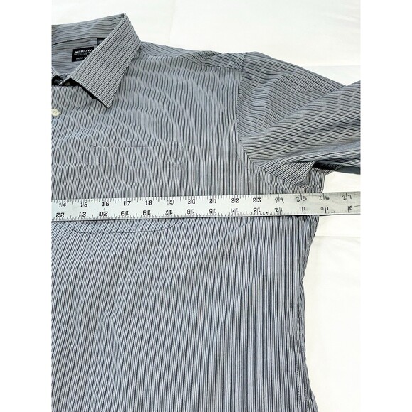 Arrow Men’s Size XL Slim Fit Striped Dress Shirt Button Up Long Sleeve Gray - Picture 3 of 3